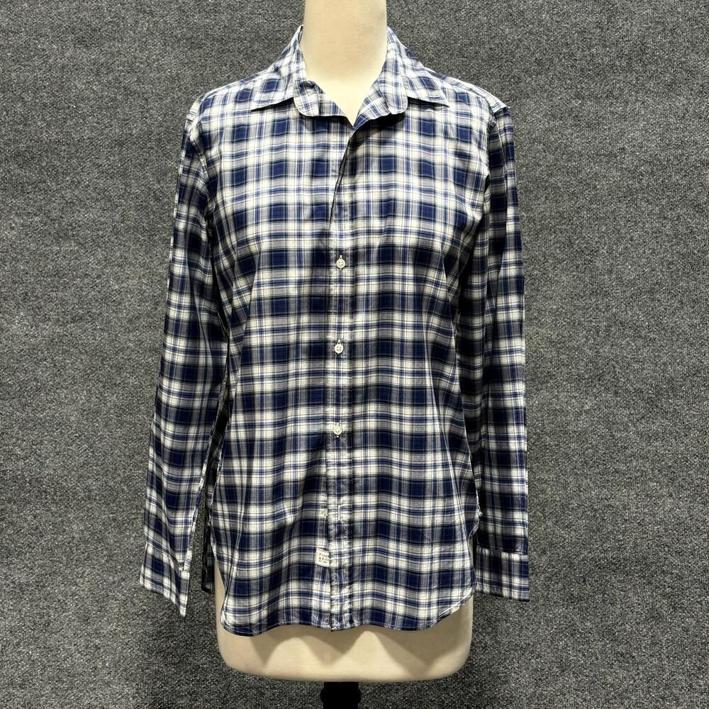 Frank & Eileen Shirt Womens Medium Blue Frank Plaid Button Front Long Sleeve